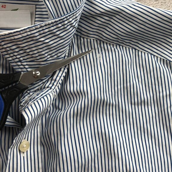 Lacoste Men's Shirt Size 42 FLAW Striped Long Sleeve Button Up Classic Blue - Picture 9 of 16